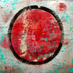 Red Moon, 30x30, Acrylic on Board, SOLD