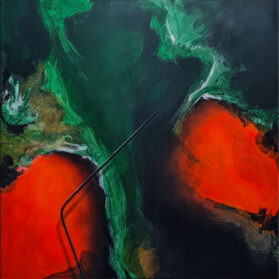 Green Illusion II, Acrylic & charcoal on canvas, 55x55