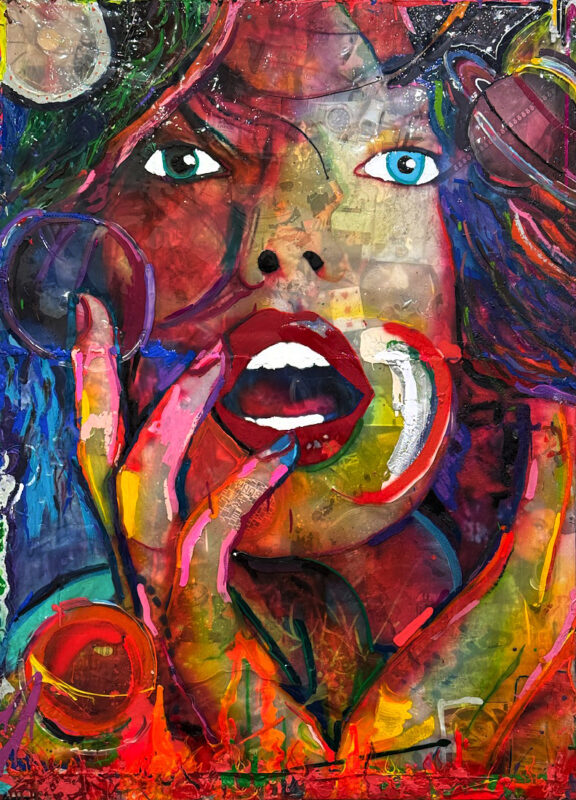 I Need Space, 63x46, mixed media on canvas, 2025