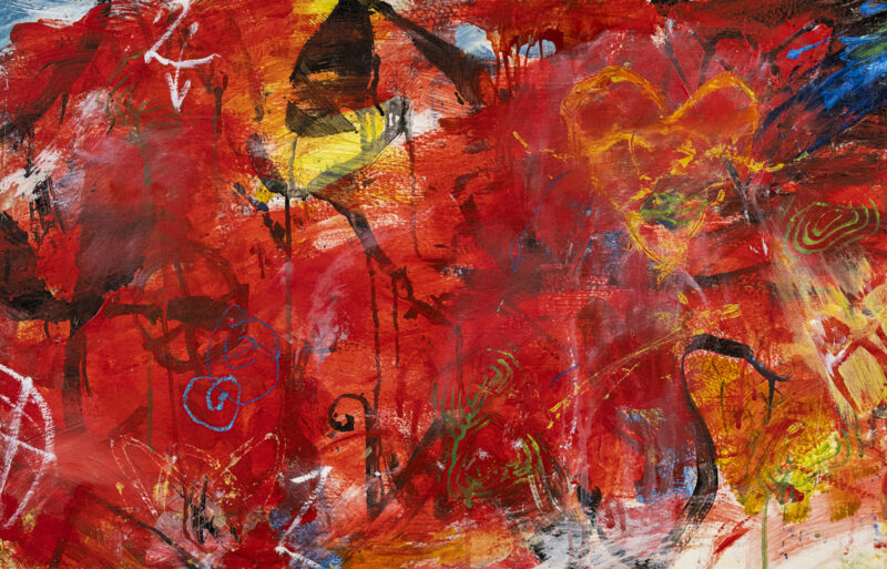 Red Sky at Night, 18x22, oil stick on canvas, 2017