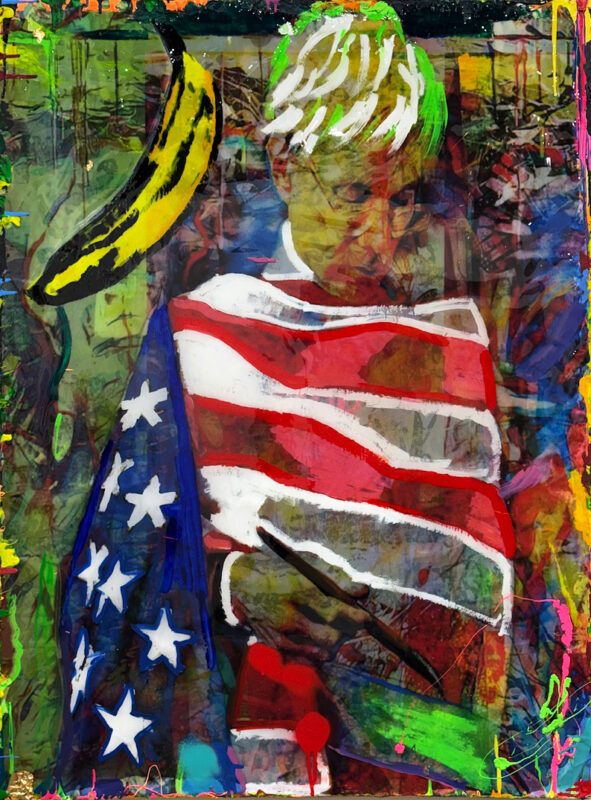This is America, 48x36, mixed media on canvas, 2025