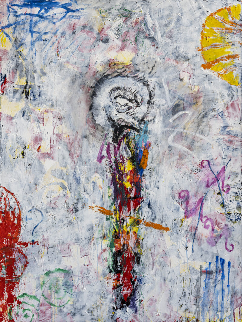 Totem, 48x36, oil & oil stick on canvas, 2022